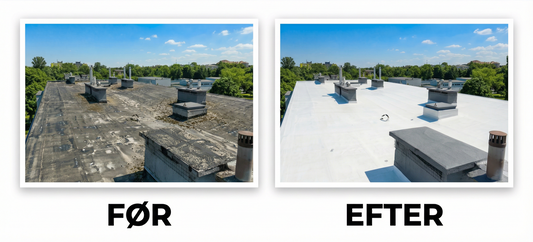 Case: Renovering af tag med Luna Roof tagmembran – før og efter